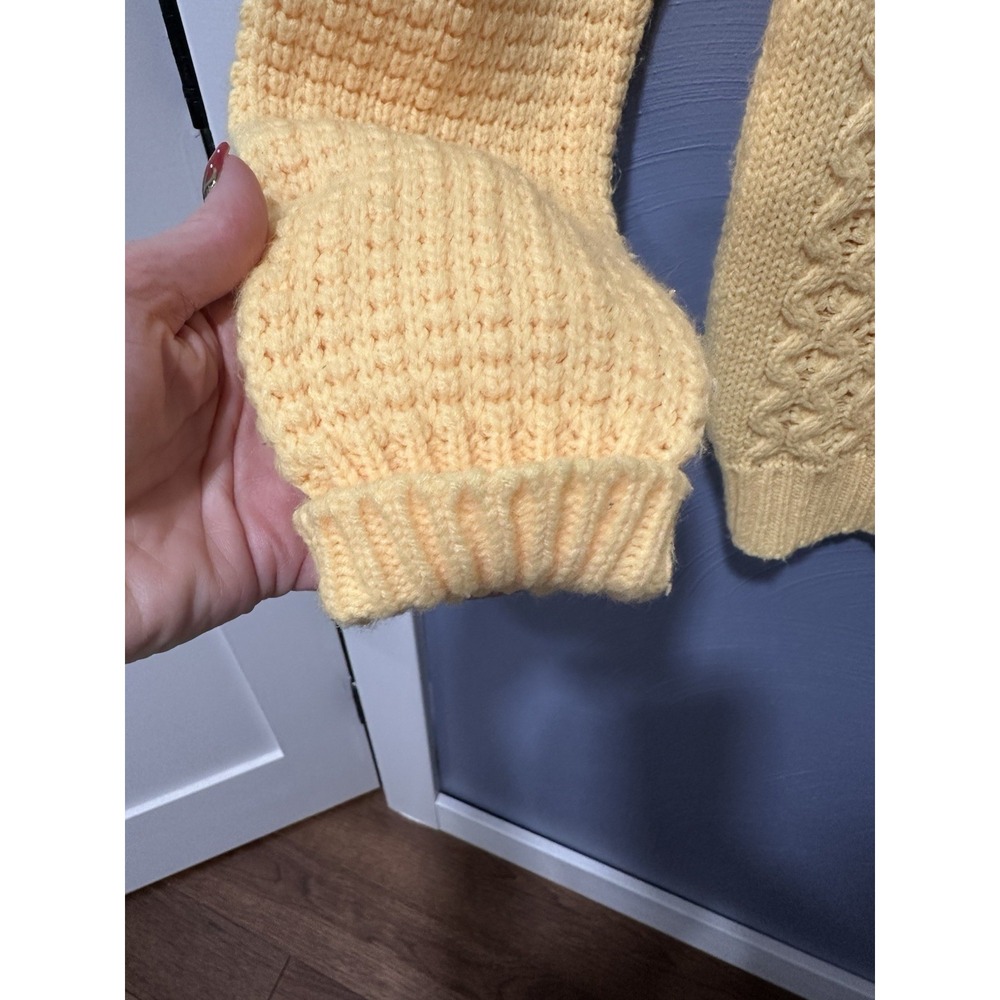VTG  Astor One Cable Knit Sweater Women's M Oversized Yellow Pullover Fair Isle - Picture 5 of 11